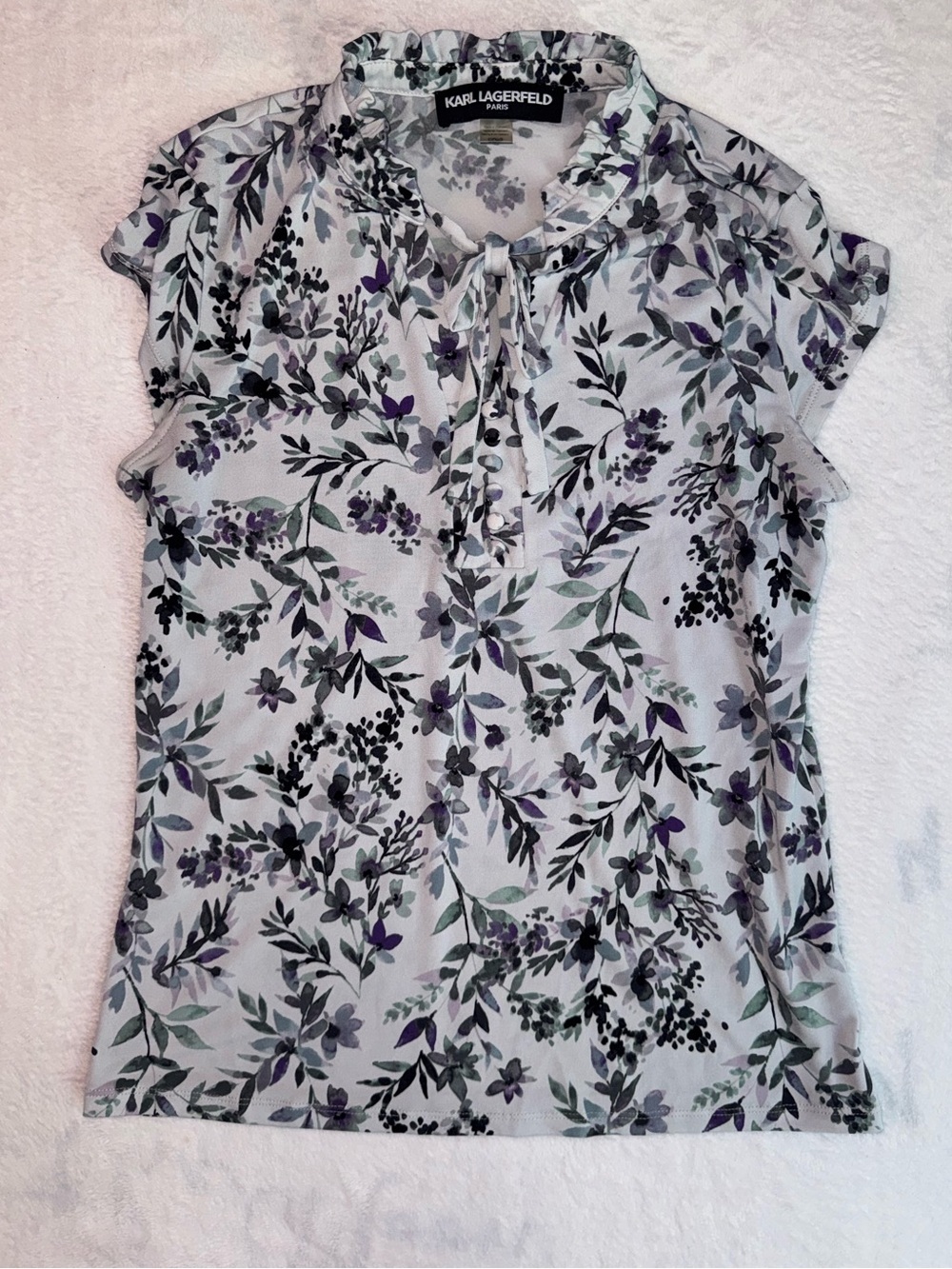 Karl Lagerfeld Paris Ruffle Floral Blouse Sz S